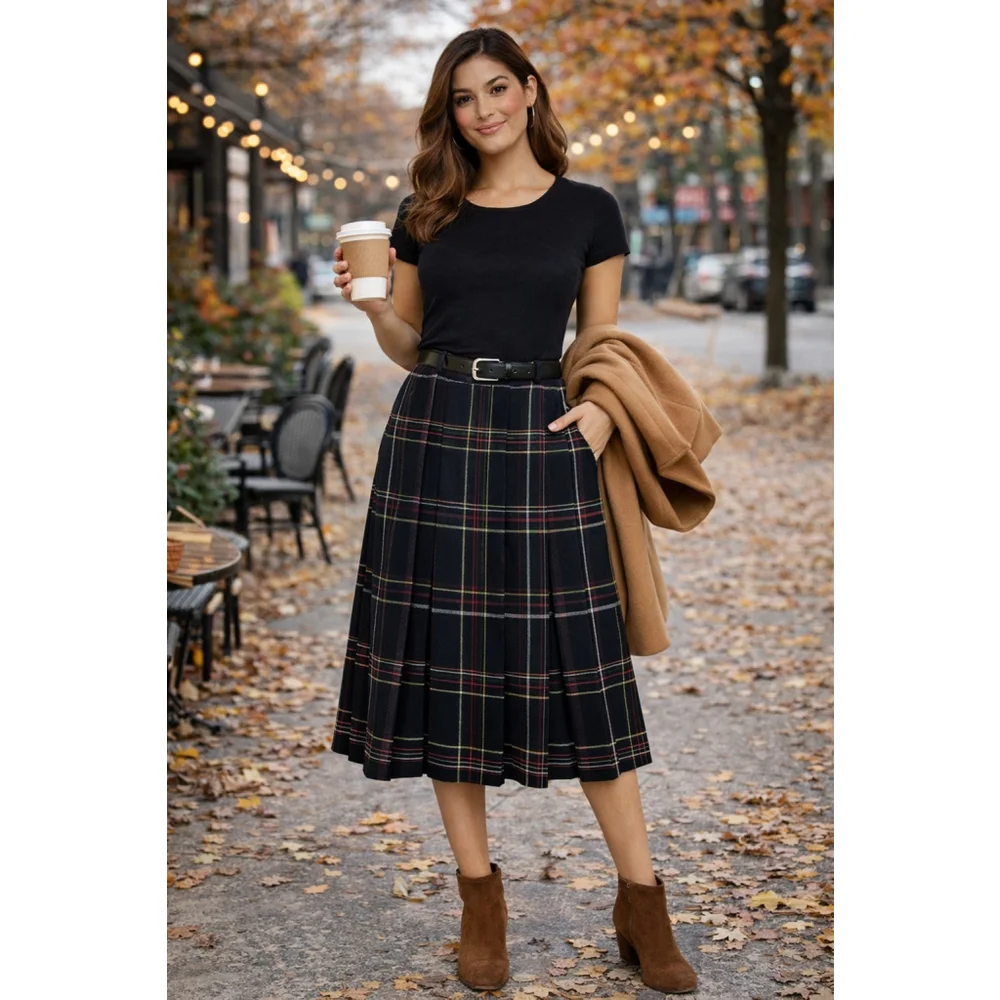 JH Collectibles Women's Vintage Plaid Wool Skirt Size Size 14